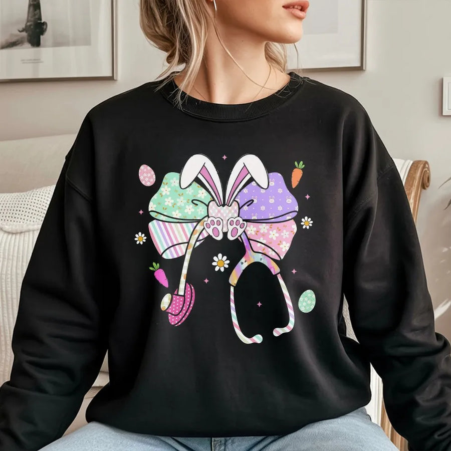 Easter Nurse Sweatshirt | Bunny Stethoscope Coquette Design | Soft Cotton Blend | Cute Healthcare Gift for RN LPN CNA Student