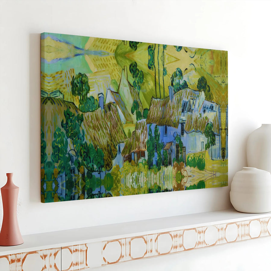 Van Gogh Inspired Canvas Wall Art | Post-Impressionist Village Painting | Gallery Wrapped 1.25" Thick Canvas | Collector Gift for Art Lover, Home Decor