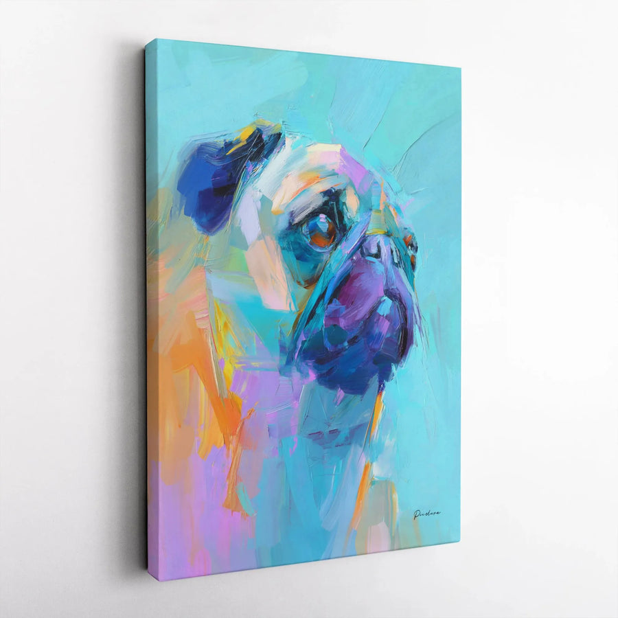 Colorful Pug Canvas Art | Abstract Pet Dog Portrait Painting | Premium Gallery-Wrap Wall Decor | Gift for Dog Lovers