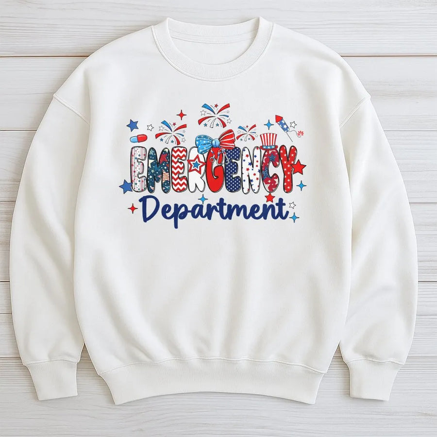 Emergency Department 4th of July Shirt | Patriotic ER Nurse Graphic Tee | Soft Cotton Unisex T-Shirt | Independence Day Gift for Hospital Staff