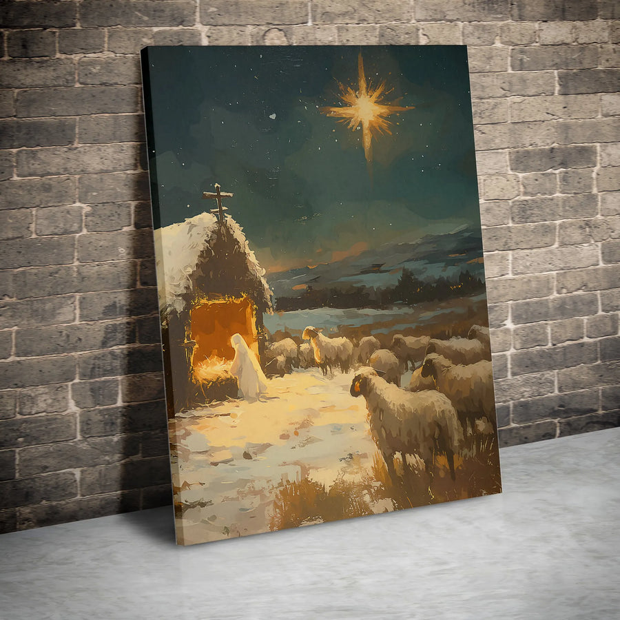 Nativity Scene Canvas Print | Star of Bethlehem Religious Wall Art | Premium Gallery Wrapped Decor | Christian Christmas Gift for Home