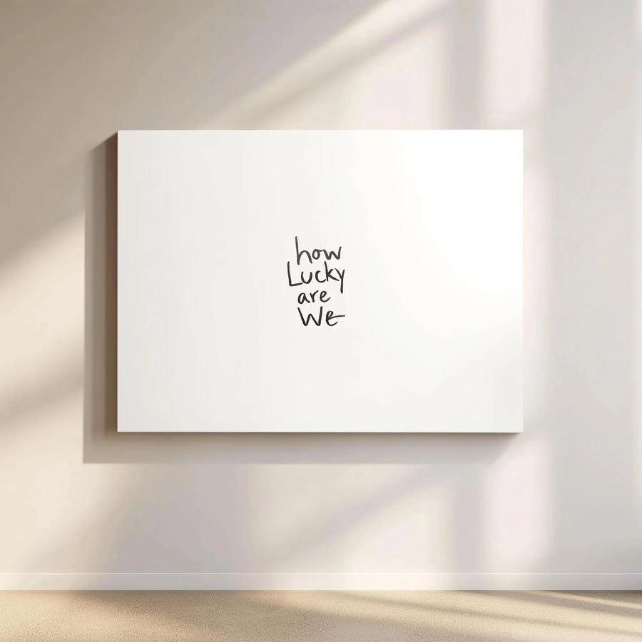 How Lucky Are We Wall Art | Minimalist Typographic Canvas Print | Premium 1.25-Inch Gallery Wrap | Modern Home Decor Gift for Couples