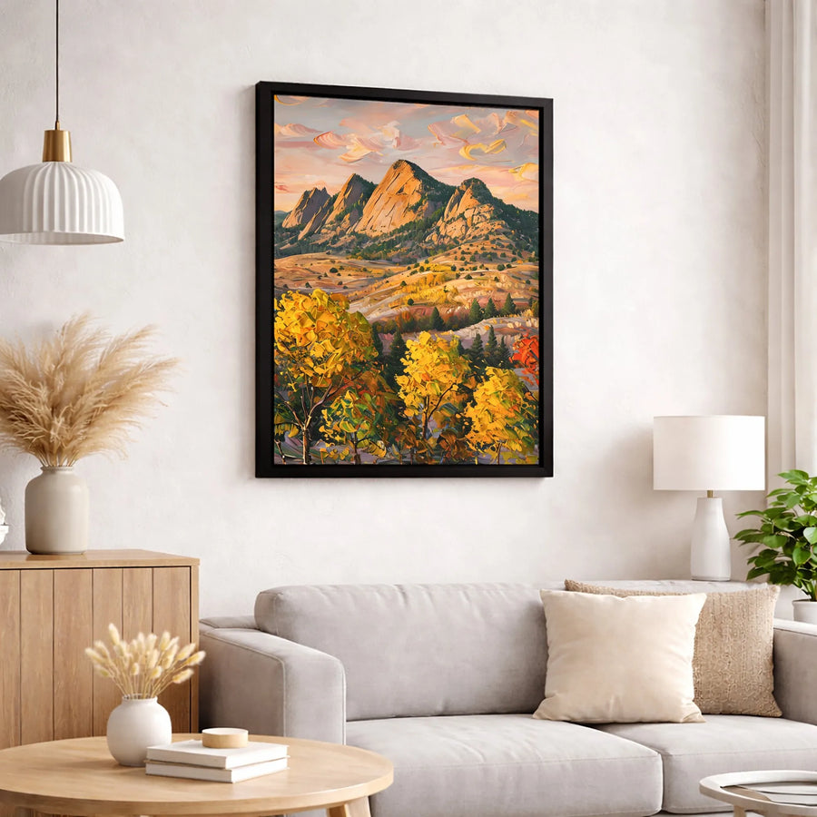 Autumn Mountain Landscape Canvas Print | Impasto Style Golden Aspen Trees | 1.25-Inch Gallery Wrap | Premium Nature Wall Art for Living Room Decor