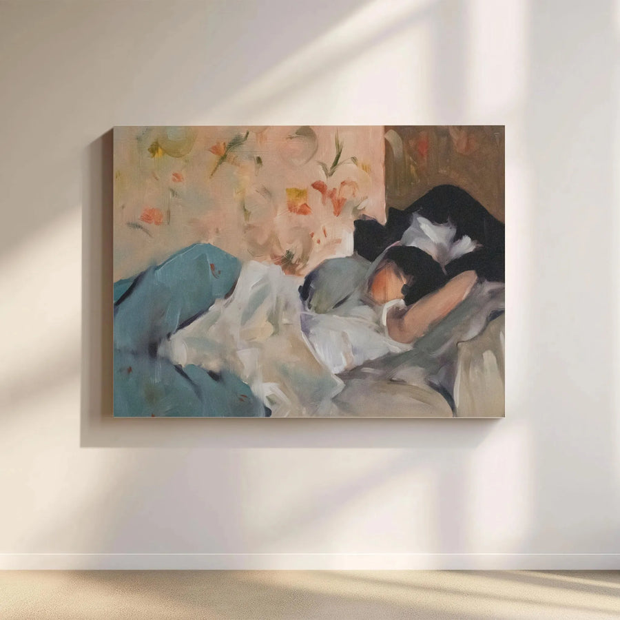 Abstract Woman Reclining Canvas | Modern Impressionist Figure Painting | Premium Gallery Wrapped Art | Bedroom Wall Decor Gift for Art Lover