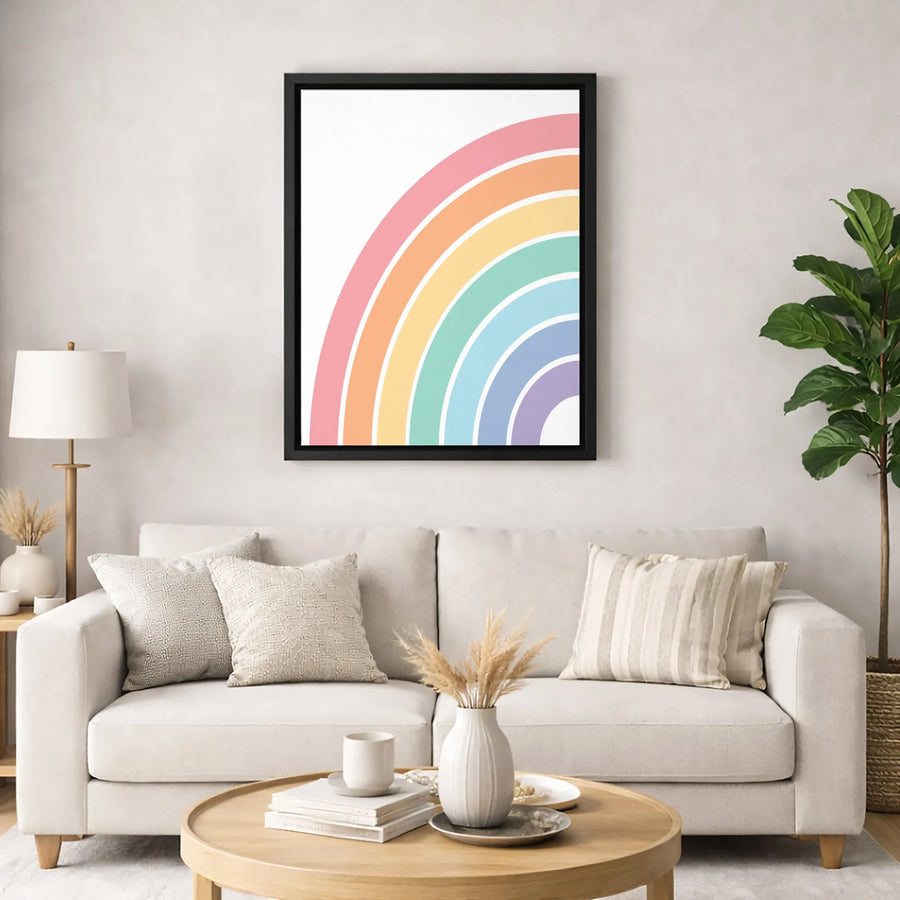 Pastel Rainbow Arch Wall Art | Minimalist Boho Nursery Canvas Print | 1.25-Inch Premium Gallery Wrap | Modern Home Decor Gift
