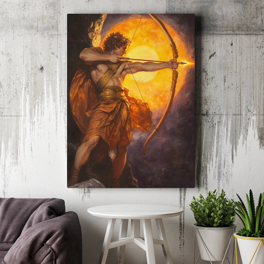 Greek God Apollo Canvas Wall Art | Golden Archer Mythology Print | Gallery Quality 1.25-inch Profile | Mythological Decor Gift for Home Office