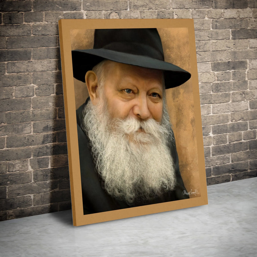 Lubavitcher Rebbe Canvas Print | Realistic Jewish Leader Portrait Art | Premium Gallery Wrapped Canvas | Judaica Home Decor Gift