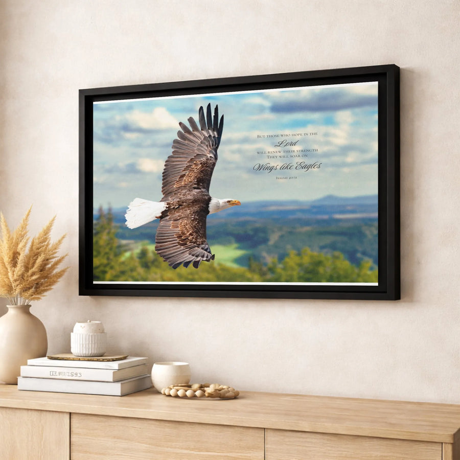 Isaiah 40:31 Scripture Canvas | Soaring Eagle Bible Verse Wall Art | Premium Gallery Wrapped | Christian Home Decor Gift