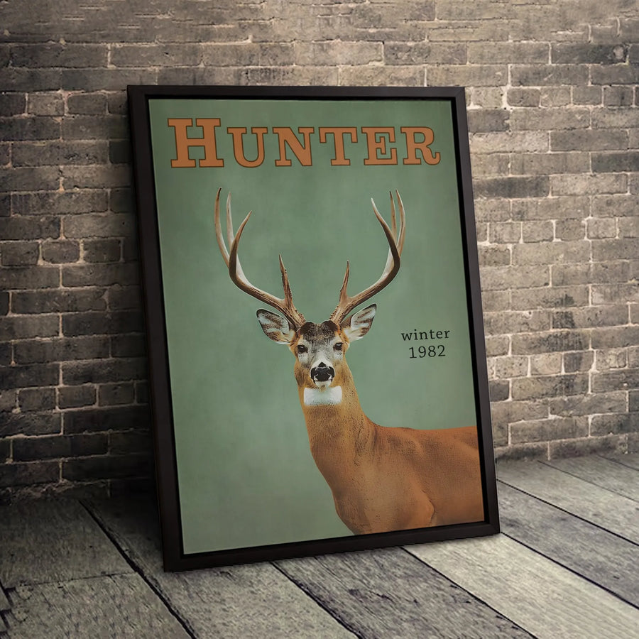 Vintage Deer Hunting Wall Art | Hunter Magazine Cover Design | Premium Gallery-Wrapped Canvas | Wildlife Decor Gift for Outdoorsmen