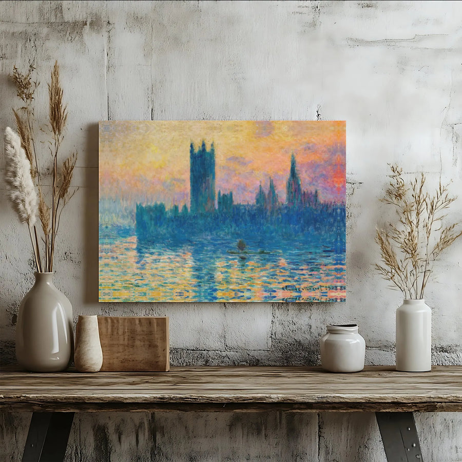 Claude Monet The Houses of Parliament Canvas Print | Impressionist Masterpiece Wall Art | Gallery Wrapped 1.25 Inch Profile | Classic Fine Art Decor Gift