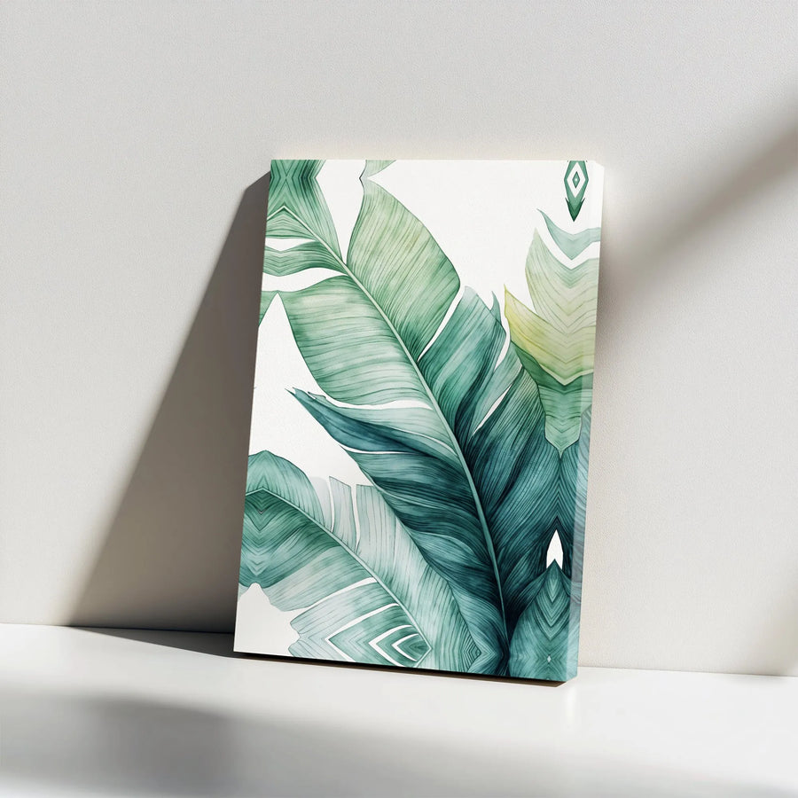 Tropical Leaf Canvas Wall Art | Modern Botanical Watercolor Print | Premium Thick Gallery Wrap Canvas | Boho Living Room Decor Gift