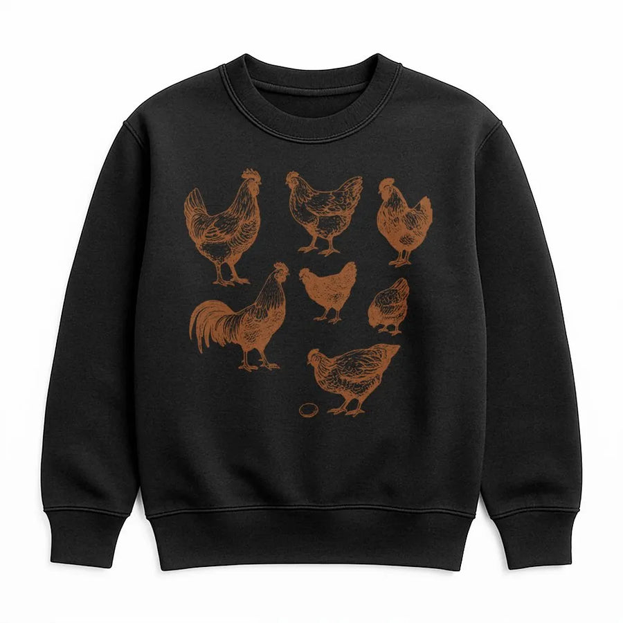 Chicken Lover Sweatshirt | Vintage Farm Animal Graphic Print | Soft Cotton Blend Apparel | Unique Gift for Farmers and Poultry Enthusiasts