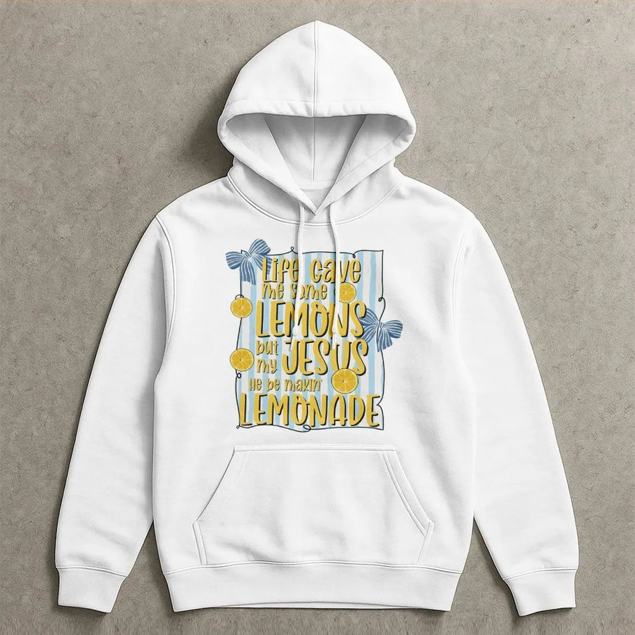 Christian Lemonade Hoodie | Life Gave Me Lemons Jesus Made Lemonade | Cozy Cotton Blend | Inspirational Faith Gift for Women