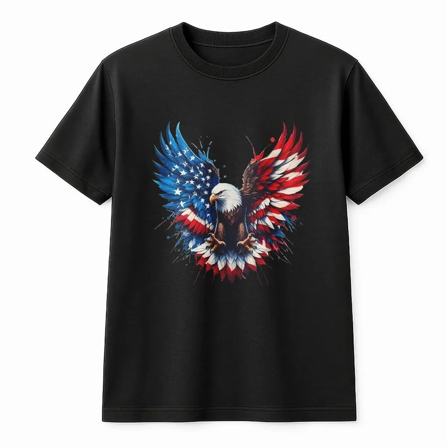 Patriotic Eagle T-Shirt | American Flag Graphic Pullover | Soft Cotton Blend | Vintage USA Gift for Men & Women