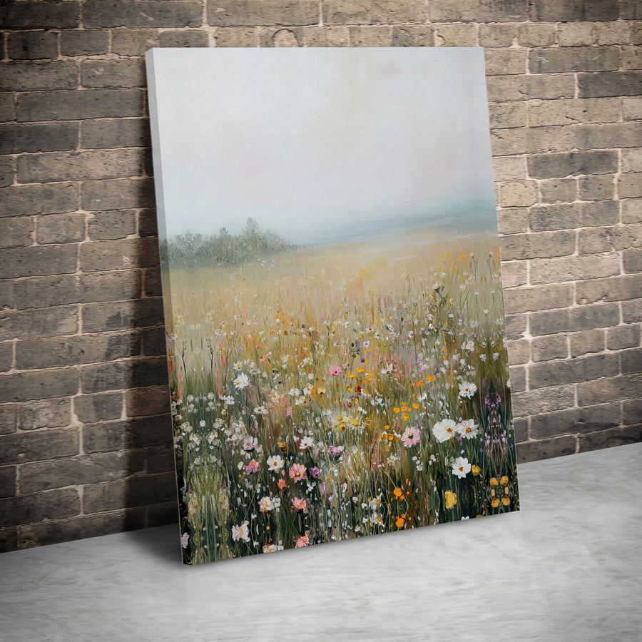 Wildflower Meadow Canvas Print | Impressionist Floral Landscape Wall Art | Gallery Quality 1.25" Thick Frame | Modern Home Decor Gift