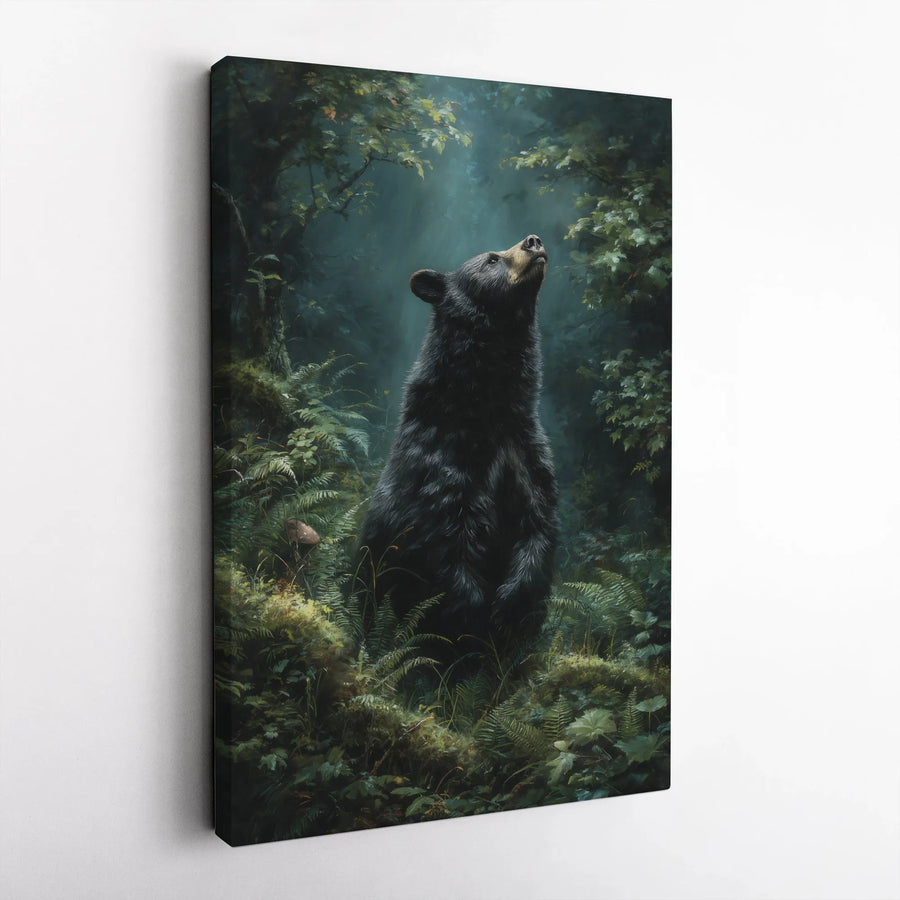 Black Bear Canvas Print | Realistic Woodland Animal Art | Premium Gallery Wrapped Canvas | Rustic Cabin Decor Gift for Nature Lovers