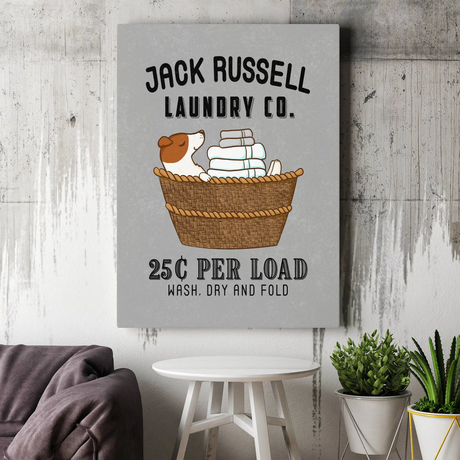 Jack Russell Terrier Wall Art | Laundry Room Decor Sign | Premium Gallery Wrap Canvas | Cute Dog Lover Gift