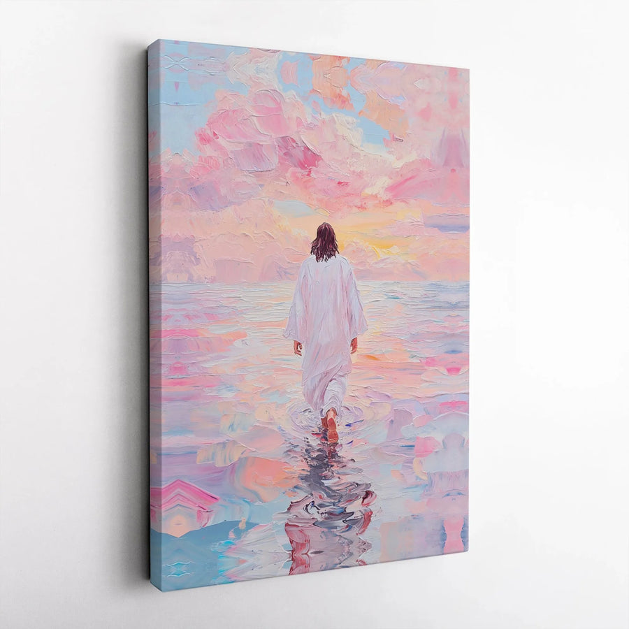 Jesus Walking On Water Canvas Wall Art | Impressionist Oil Painting Style | Premium Fade-Resistant Gallery Wrap | Christian Home Decor Gift