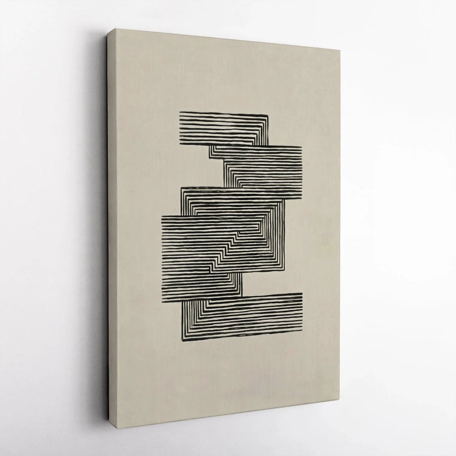 Abstract Geometric Canvas Art | Modern Optical Illusion Line Drawing | Premium Gallery Wrapped Canvas | Living Room & Office Decor Gift