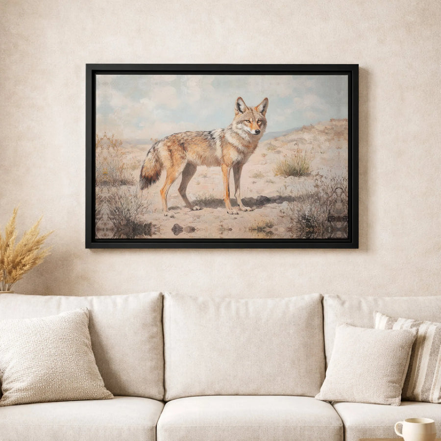 Coyote Desert Landscape Canvas Art | Western Wildlife Wall Decor | Premium Fade-Resistant Print | Rustic Southwestern Nature Gift for Home