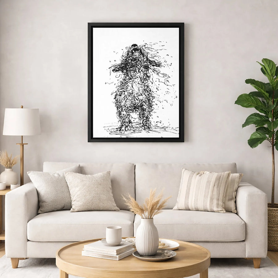 Wet Dog Shaking Off Water Canvas Art | Abstract Sketch Wall Decor | Premium 1.25-Inch Gallery Wrap | Dog Lover Gift for Home Office