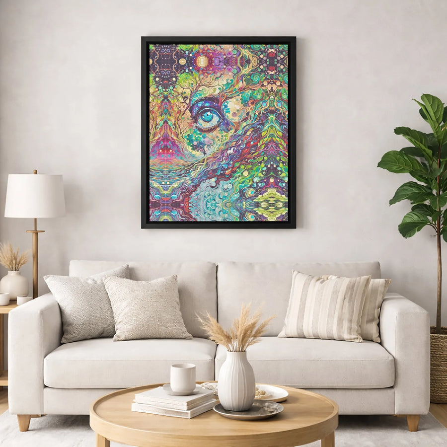 Psychedelic Third Eye Canvas Wall Art | Surreal Visionary Abstract Print | Premium Gallery Wrap 1.25" Profile | Spiritual Home Decor Gift