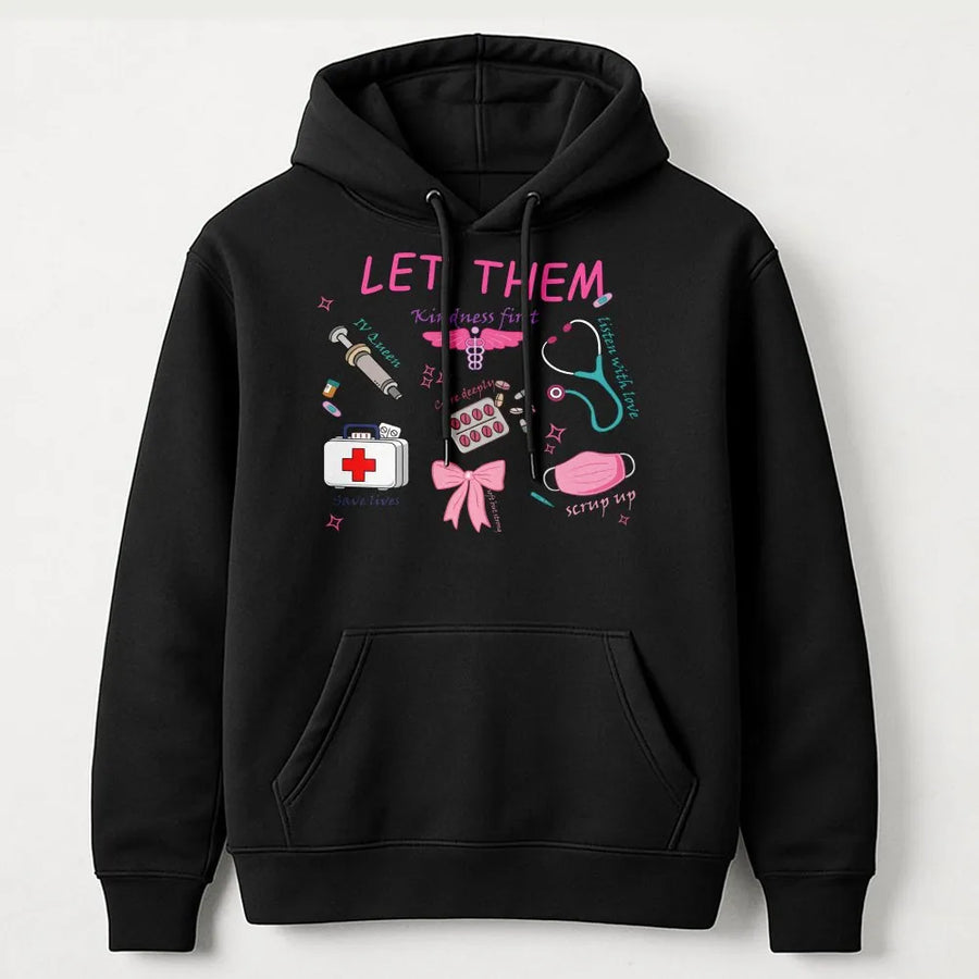 Nurse Hoodie | Cute Medical Doodle Art Pullover | Cozy Cotton Blend | Gift for Registered Nurse RN