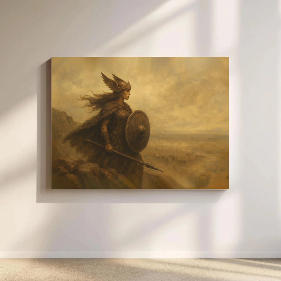 Valkyrie Canvas Wall Art | Norse Mythology Warrior Woman | Premium Gallery Wrap Print | Viking Decor Gift for History Lovers