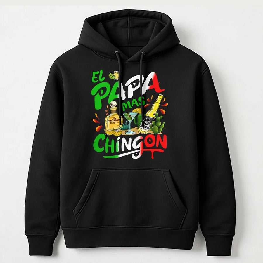 El Papa Mas Chingon Hoodie | Funny Mexican Dad Graphic | Premium Cotton Blend | Father's Day Gift for Latino Dad, Regalo Para Papa