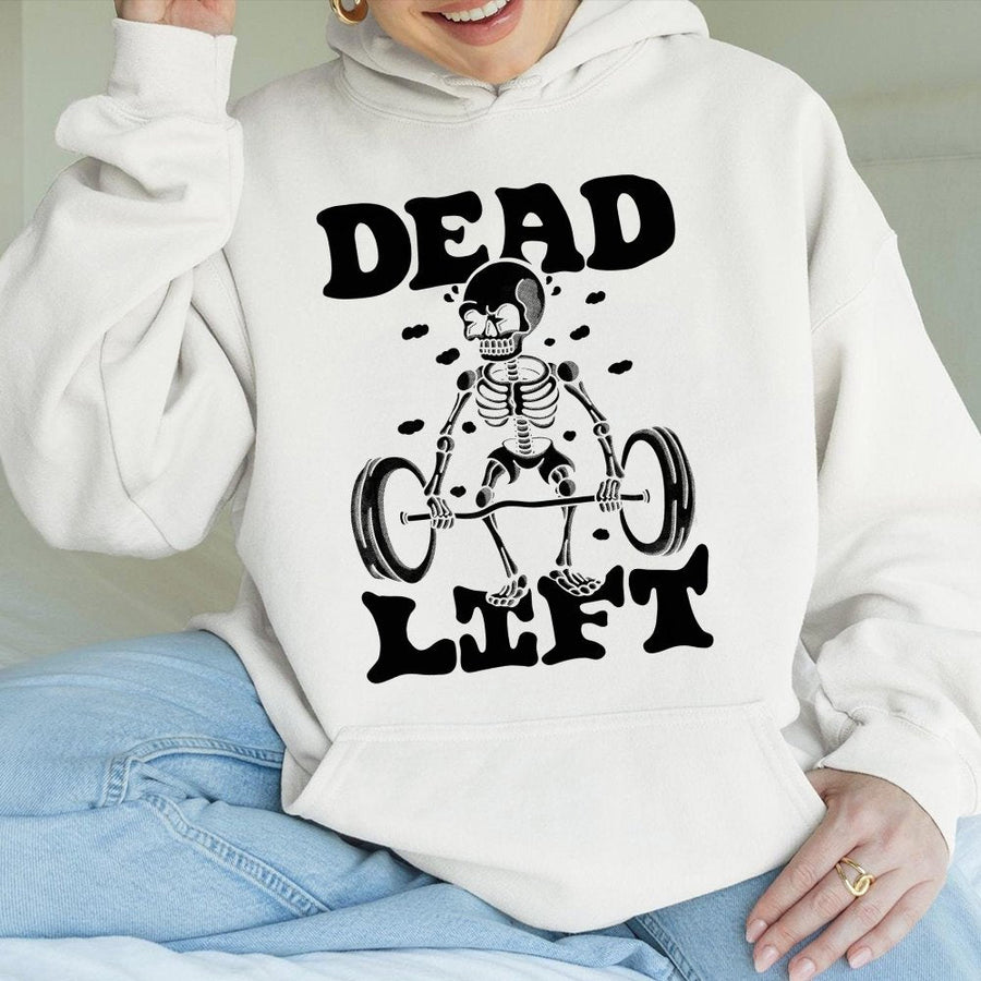 Dead Lift Skeleton Hoodie | Funny Weightlifting Graphic | Premium Cotton Blend | Gift for Gym Lovers and Fitness Enthusiasts