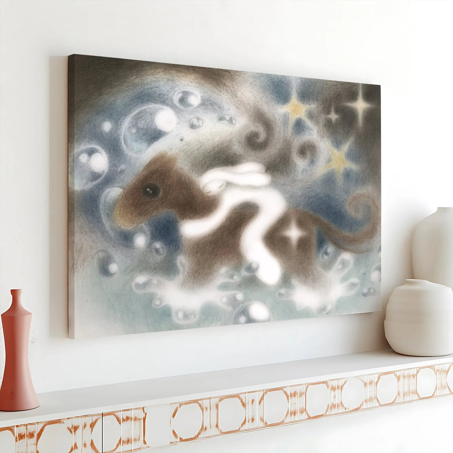 Celestial Horse Canvas Wall Art | Whimsical Starry Night Sky Print | Premium Gallery Wrapped Canvas | Nursery Decor Gift for Kids Room