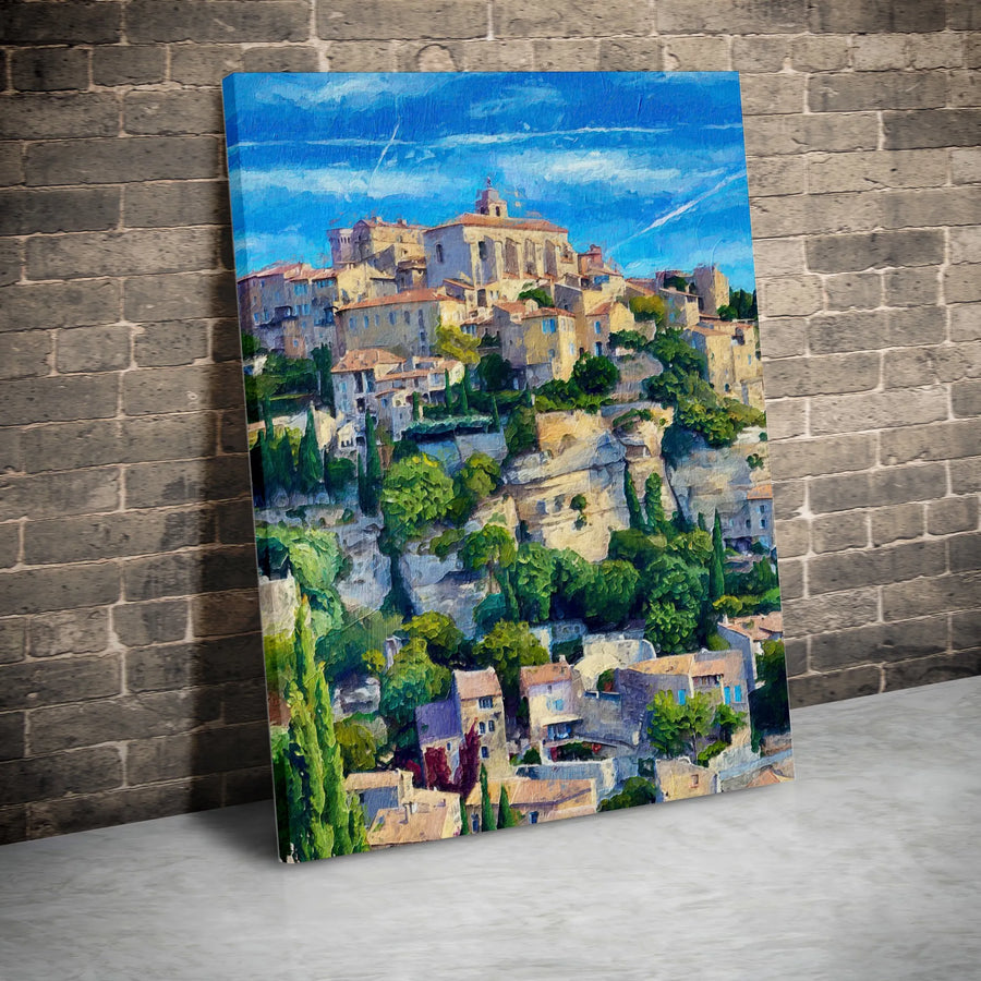 Provence Hilltop Village Canvas Print | Impressionist French Landscape Art | 1.25-Inch Gallery Wrap | Premium Home Decor Gift