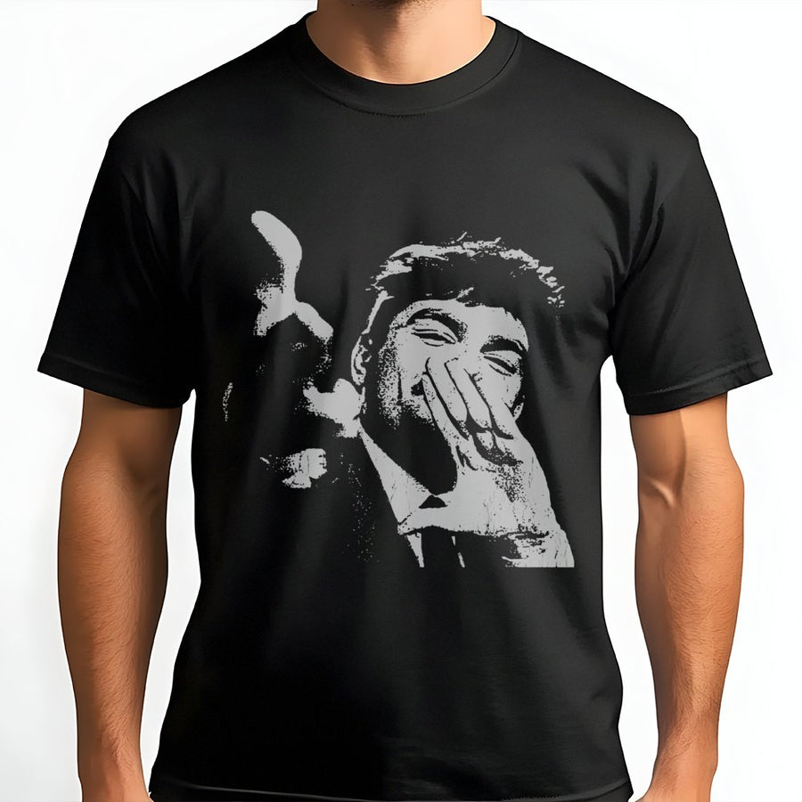 Figure Graphic T-Shirt | Distressed Monochrome Portrait Art | Premium Cotton Streetwear | Unique Gift for Activists and Collectors