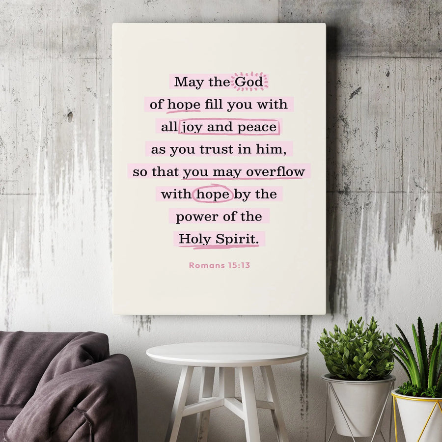 Romans 15:13 Bible Verse Canvas Art | Scripture Wall Decor | Premium Gallery Wrap Print | Christian Gift for Home Office