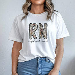 Registered Nurse T-Shirt | Floral RN Graphic Design | 100% Cotton Premium Tee | Thoughtful Nursing Student Graduation Gift for Her