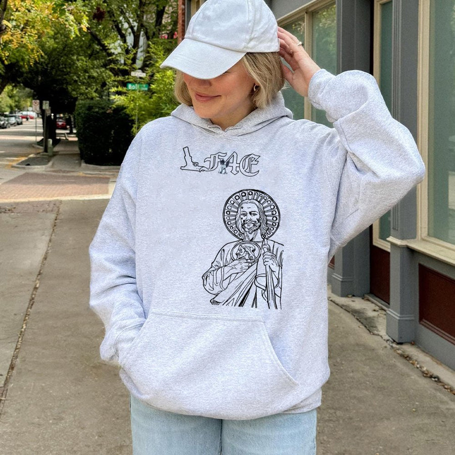 St Jude Graphic Hoodie | Religious Line Art Design | Premium Cotton Blend | Unisex Christian Gift for Devotional Wear