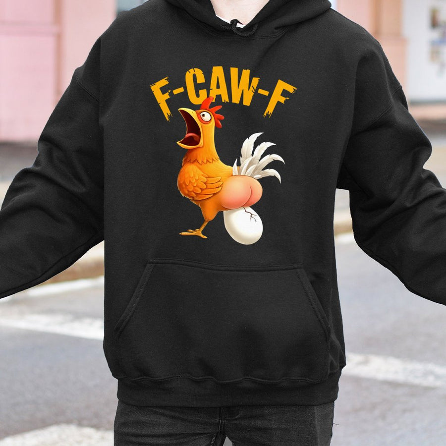 F-Caw-F Funny Rooster Hoodie | Humorous Chicken Meme Graphic | Premium Cotton Blend | Gift For Chicken Lovers And Farm Animal Fans