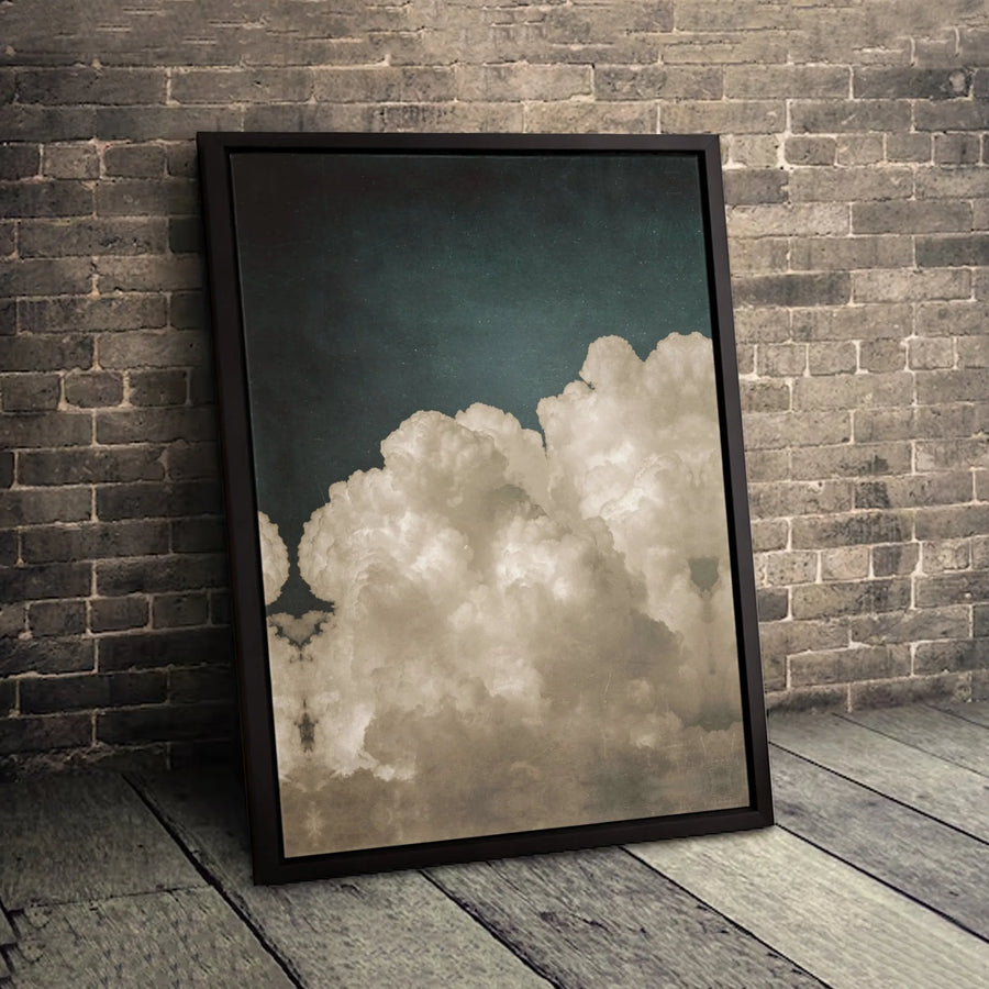 Cloud Wall Art Canvas | Moody Dark Sky Landscape Print | Premium 1.25 Inch Gallery Wrap | Minimalist Nature Decor for Home and Office Gift