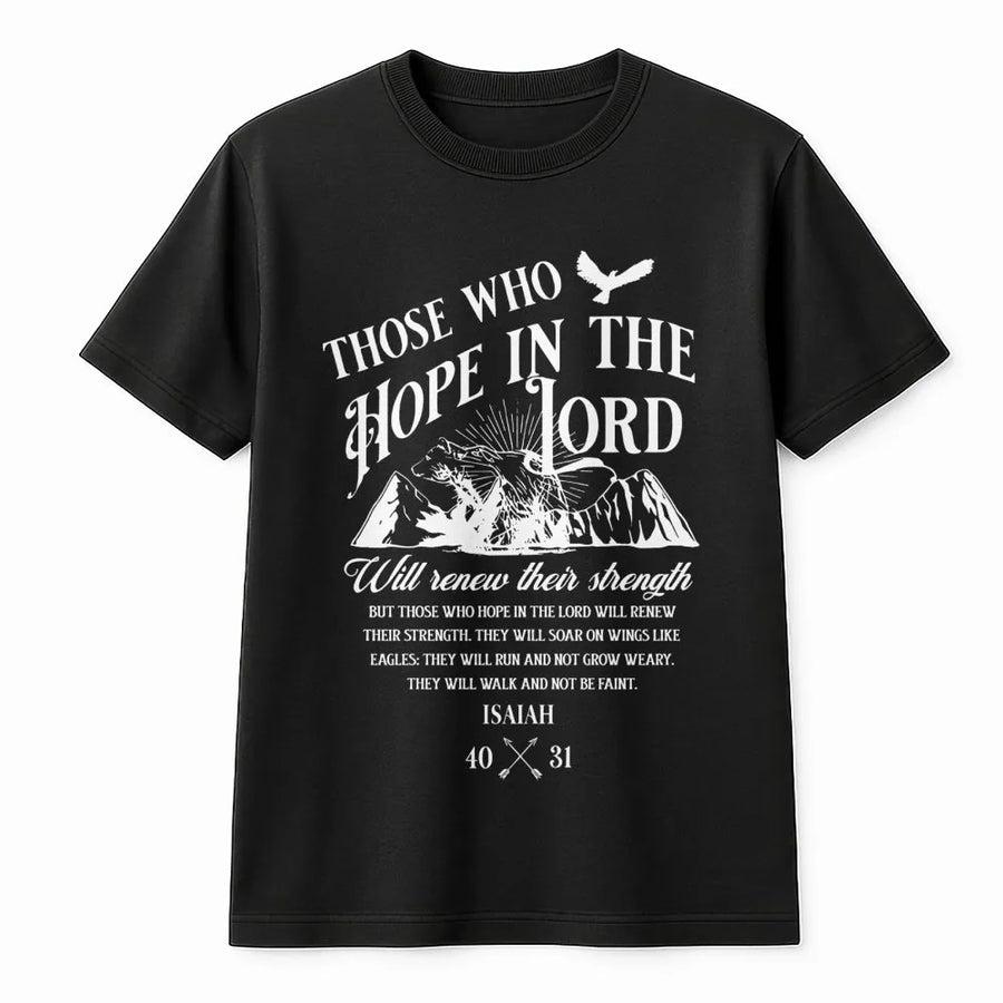 Isaiah 40:31 Christian T-Shirt | Those Who Hope In The Lord Eagle Design | Premium Soft Cotton | Inspirational Religious Gift for Men and Women