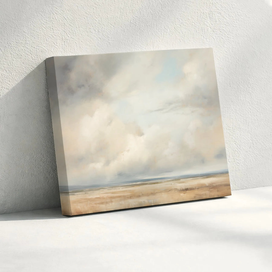 Abstract Coastal Seascape Canvas | Large Landscape Wall Art | Premium 1.25-Inch Gallery Wrap | Modern Neutral Home Decor