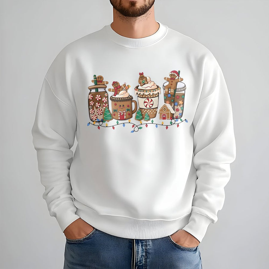 Gingerbread Hot Cocoa Sweatshirt | Cute Christmas Coffee Holiday Graphic Print | Premium Soft Cotton Blend | Cozy Gift For Her And Him