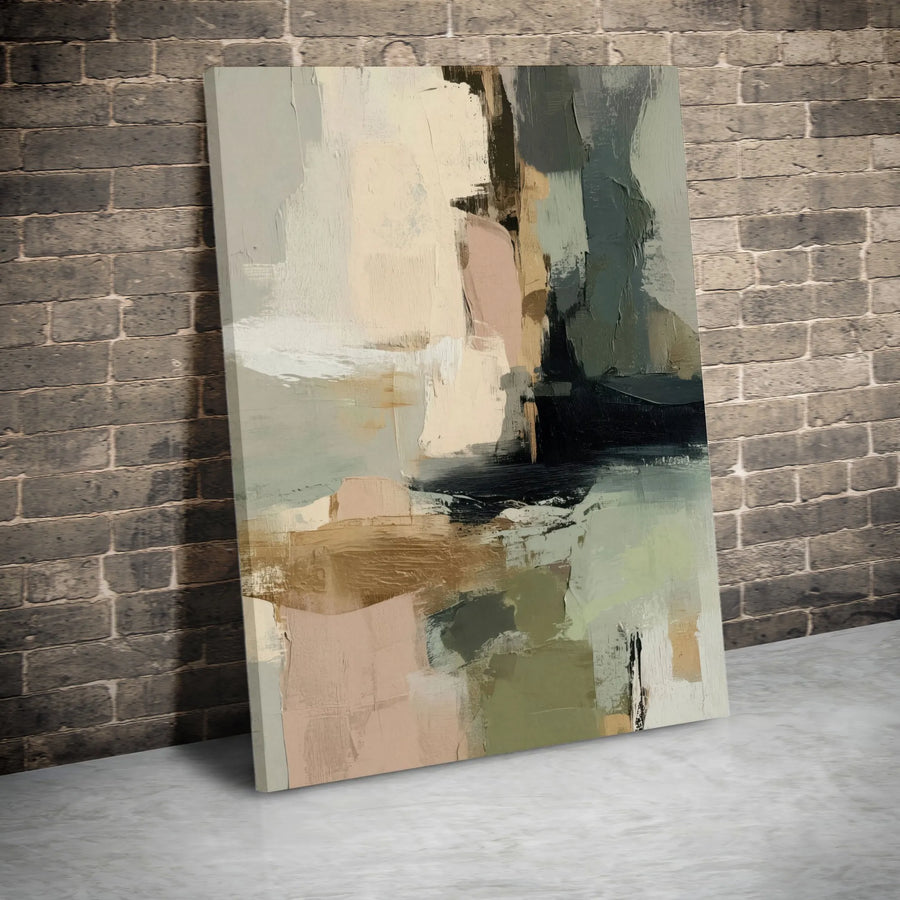 Abstract Wall Art Canvas | Muted Earth Tones Modern Painting | Gallery Quality 1.25 Inch Profile | Premium Home Decor Gift
