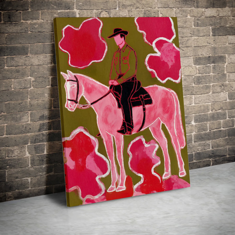 Pop Art Cowboy Canvas Wall Art | Modern Western Painting Print | Premium Gallery Wrapped Canvas | Eclectic Home Decor Gift for Art Lovers