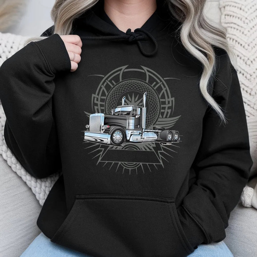 Semi Truck Hoodie | Vintage Big Rig Graphic | Premium Cotton Blend | Gift for Trucker Dad & Heavy Equipment Enthusiast