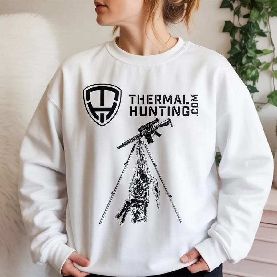 Coyote Hunting Sweatshirt | Thermal Scope Predator Hunter Graphic | Premium Cotton Blend | Unisex Outdoor Gift for Hunters