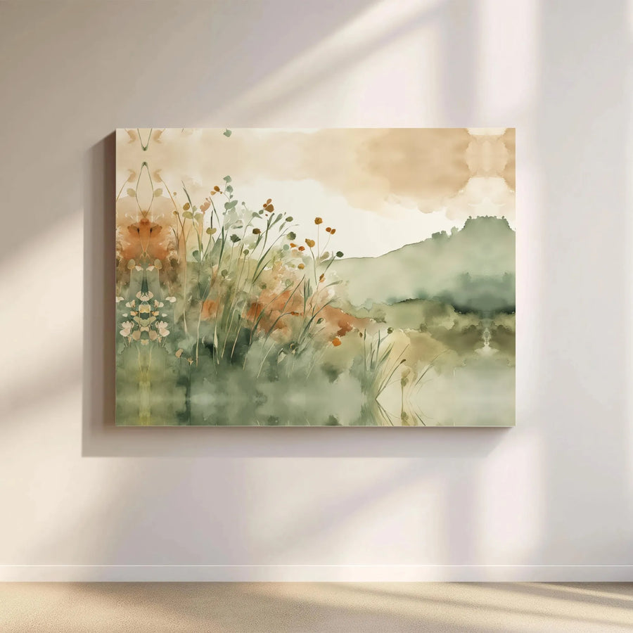 Abstract Wildflower Canvas Wall Art | Watercolor Botanical Painting | Premium Gallery Wrapped Canvas | Minimalist Living Room Decor Gift