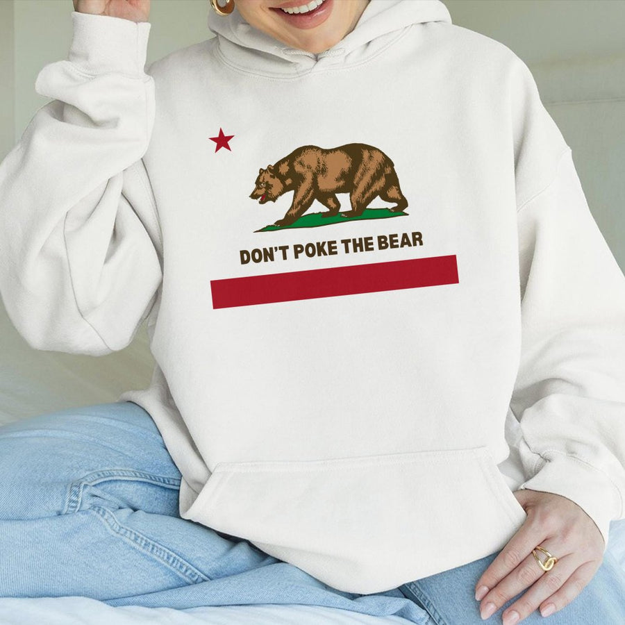 California Bear Hoodie | Don't Poke The Bear Graphic | Premium Cotton Blend Pullover | Unisex Streetwear Gift for West Coast Fans
