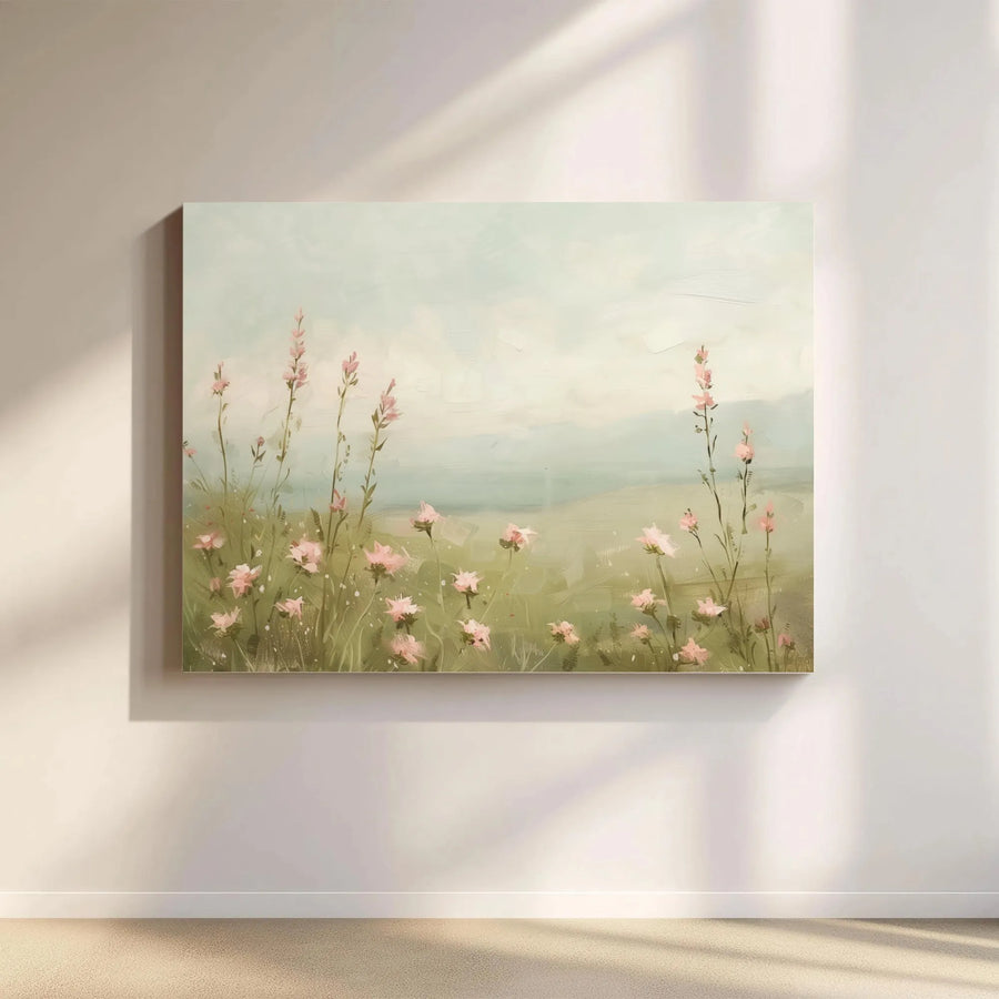 Wildflower Meadow Canvas Wall Art | Vintage Botanical Landscape Painting | Premium Canvas Print | Farmhouse Bedroom Wall Decor Gift