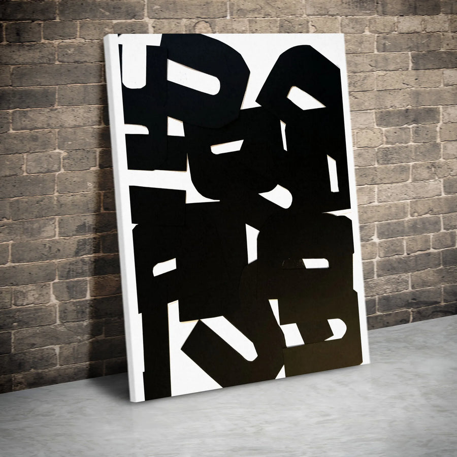 Abstract Vertical Canvas | Black and White Geometric Print | Premium Gallery Wrapped Wall Art | Modern Home & Office Decor Gift