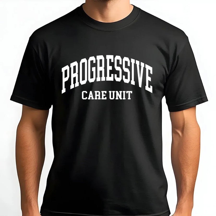 Progressive Care Unit PCU Nurse T-Shirt | Collegiate Style Crewneck | Cozy Cotton Blend | Gift for Step Down Unit Nurse and RN